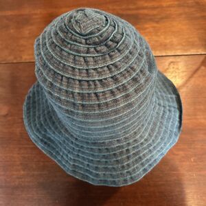 Grevi Firenze Pleated Sun Hat Foldable Womens Made ITALY Blue Green Medium Y2K